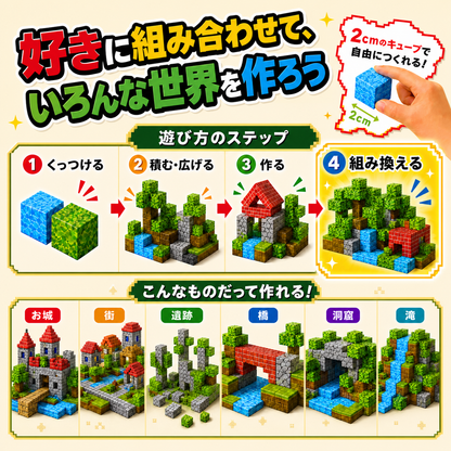 クラフトマグキューブ｜ワールドマップ風マグネットブロック